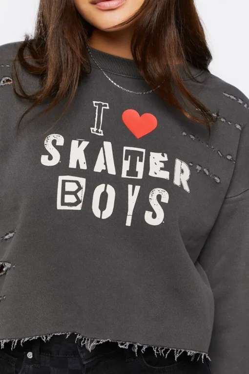 Skater Boys Graphic Cropped Pullover