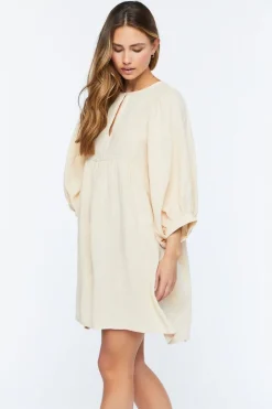 3/4 Sleeve Keyhole Babydoll Dress