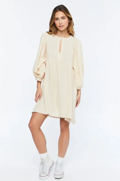3/4 Sleeve Keyhole Babydoll Dress
