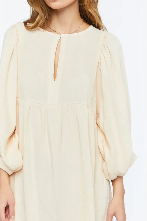 3/4 Sleeve Keyhole Babydoll Dress