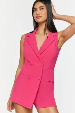 Sleeveless Double-Breasted Romper