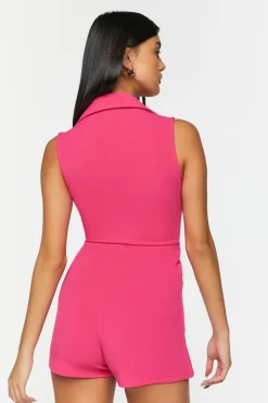 Sleeveless Double-Breasted Romper