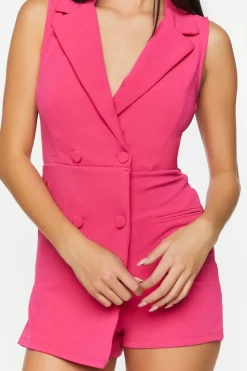 Sleeveless Double-Breasted Romper