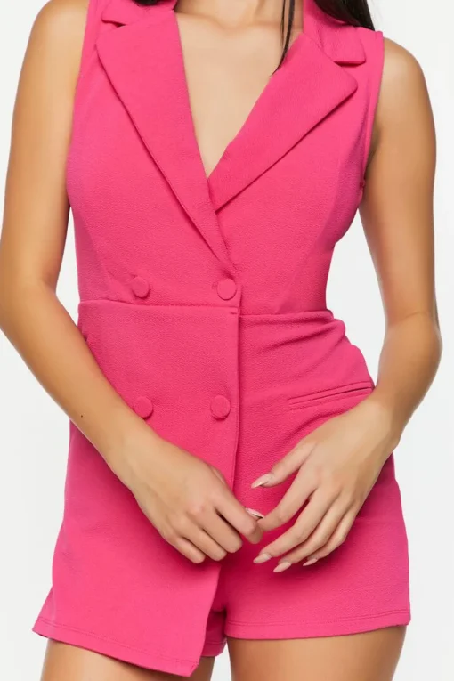 Sleeveless Double-Breasted Romper
