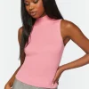 Sleeveless Mock Neck Sweater-Knit Top