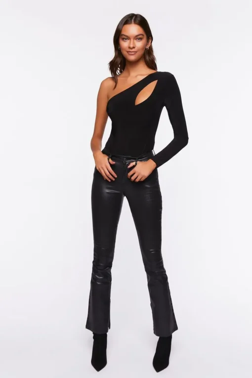 Slinky One-Shoulder Cutout Bodysuit