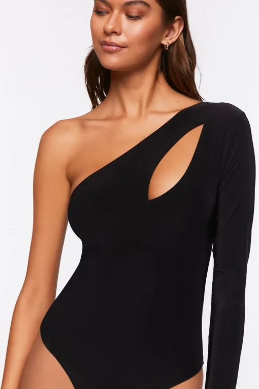Slinky One-Shoulder Cutout Bodysuit