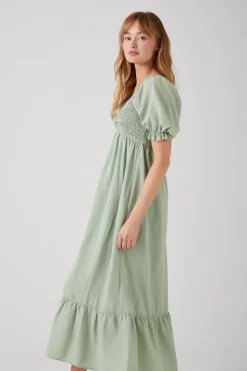 Smocked Babydoll Maxi Dress