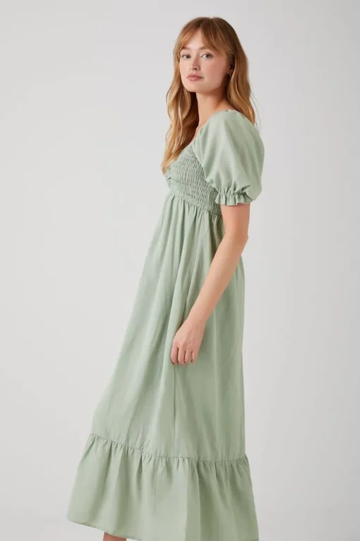Smocked Babydoll Maxi Dress