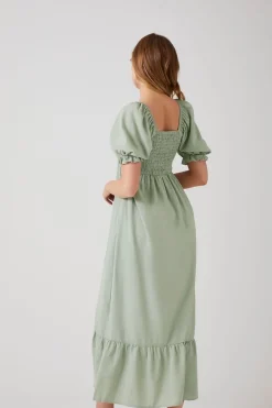 Smocked Babydoll Maxi Dress