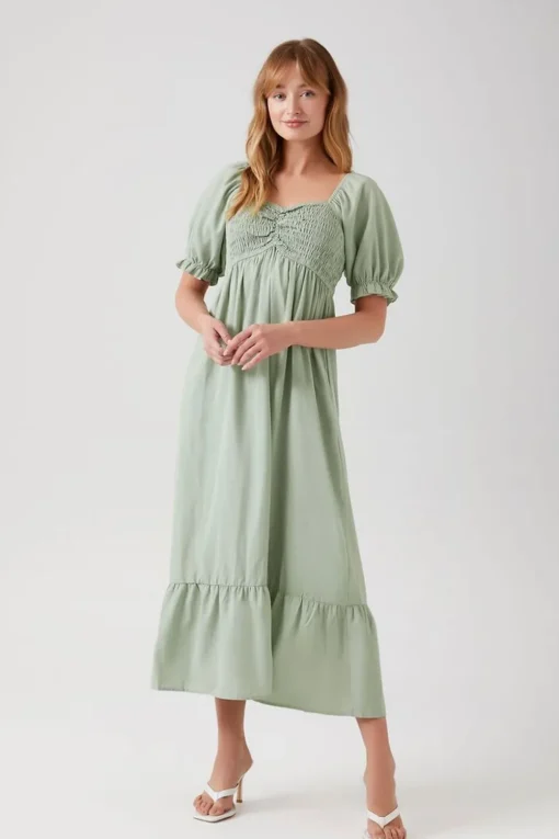 Smocked Babydoll Maxi Dress