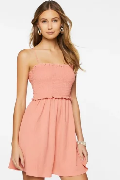 Smocked Cutout Mini Dress