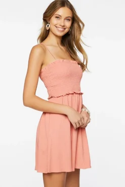 Smocked Cutout Mini Dress