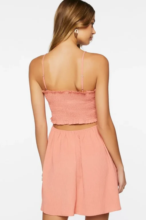 Smocked Cutout Mini Dress