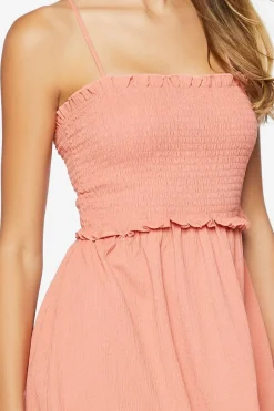 Smocked Cutout Mini Dress