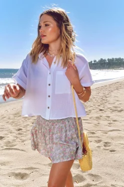 Smocked Floral Print Shorts