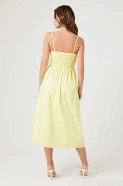 Smocked Poplin Midi Dress