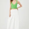 Smocked Poplin Midi Skirt