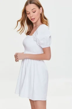 Smocked Puff Sleeve Mini Dress
