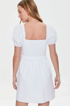 Smocked Puff Sleeve Mini Dress