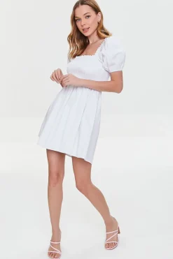 Smocked Puff Sleeve Mini Dress