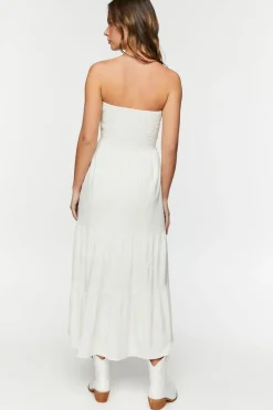 Smocked Tiered Tube Maxi Dress