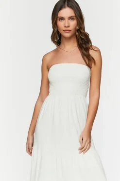 Smocked Tiered Tube Maxi Dress