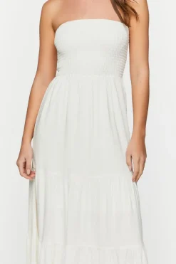 Smocked Tiered Tube Maxi Dress