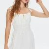 Smocked Tie-Strap Mini Dress