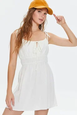 Smocked Tie-Strap Mini Dress