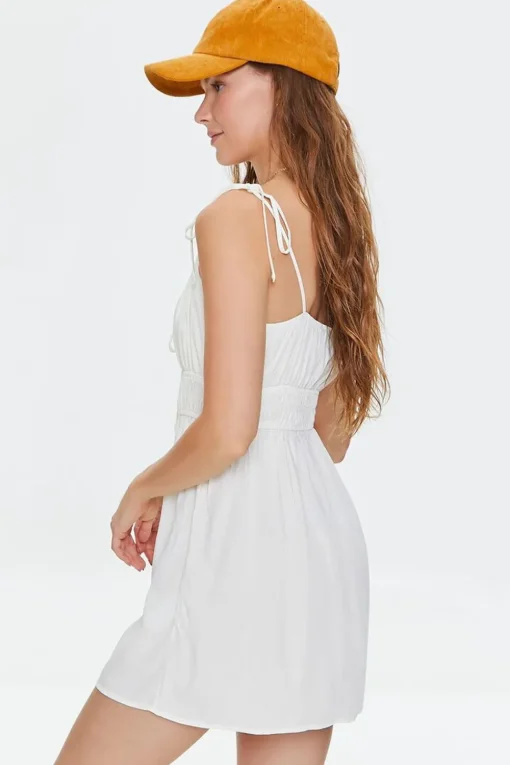 Smocked Tie-Strap Mini Dress