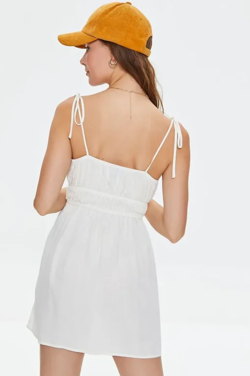 Smocked Tie-Strap Mini Dress