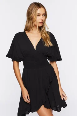 Smocked Tulip-Hem Mini Dress