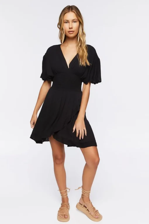 Smocked Tulip-Hem Mini Dress