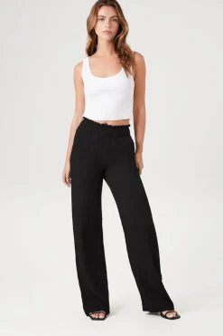 Smocked Wide-Leg Pants
