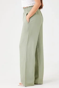 Smocked Wide-Leg Pants