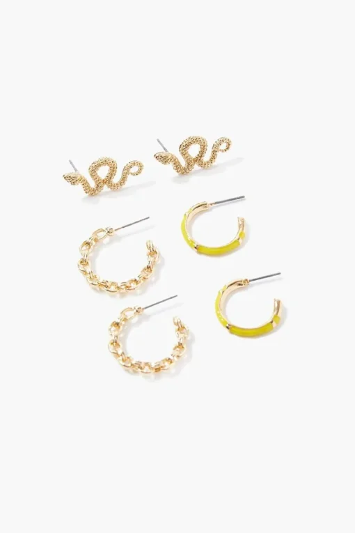 Snake Drop & Hoop Earring Set