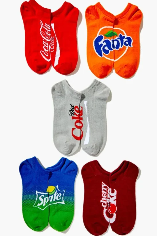 Soda Graphic Ankle Socks Set - 5 Pck