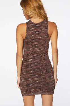 Space Dye Cutout Mesh Mini Dress