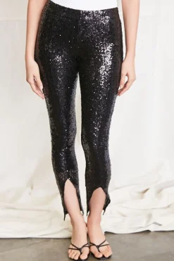 Split-Hem Glitter Pants