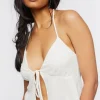 Split-Hem Halter Crop Top