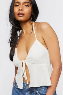 Split-Hem Halter Crop Top