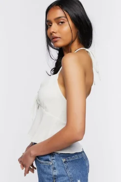 Split-Hem Halter Crop Top