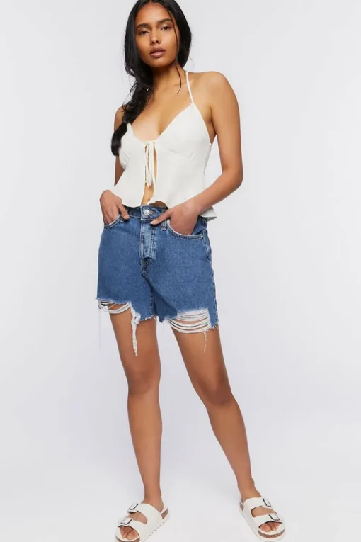 Split-Hem Halter Crop Top