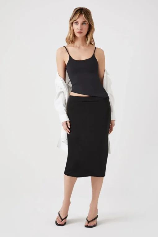 Split-Hem Midi Pencil Skirt