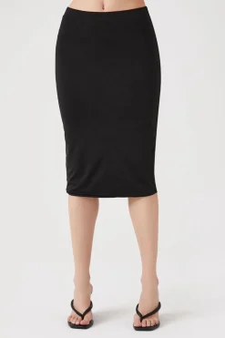 Split-Hem Midi Pencil Skirt