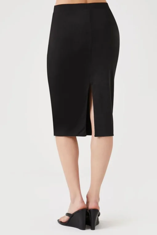 Split-Hem Midi Pencil Skirt