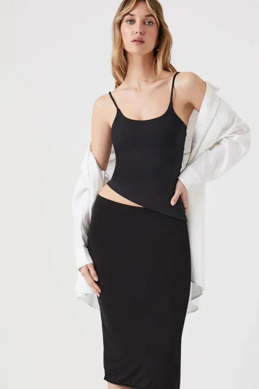 Split-Hem Midi Pencil Skirt