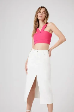 Split-Hem Twill Maxi Skirt
