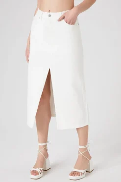 Split-Hem Twill Maxi Skirt